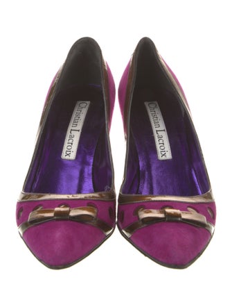 Christian Lacroix Suede Colorblock Pattern Pumps