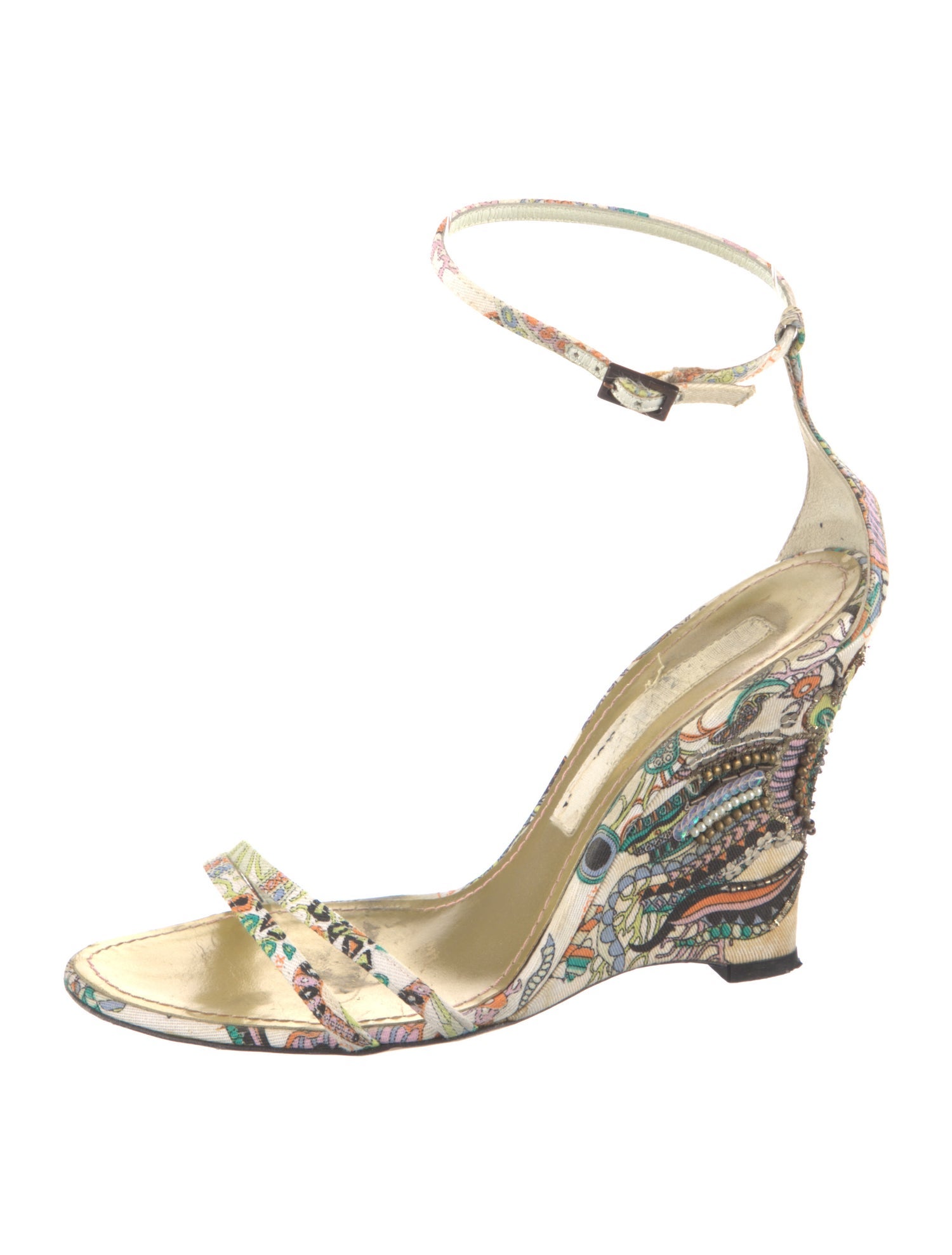 Christian Lacroix Printed Sequin Embellishments Sandals