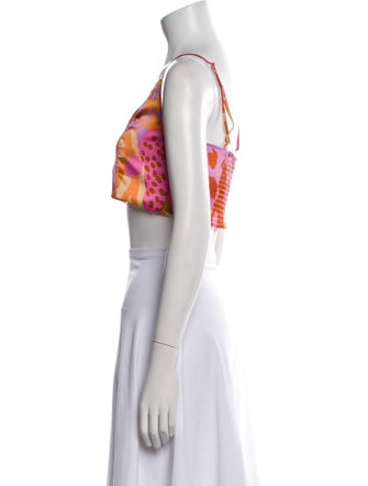 Christian Lacroix Printed Square Neckline Crop Top
