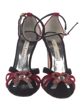 Christian Lacroix Velvet Printed D'Orsay Pumps