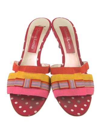 Christian Lacroix Printed Bow Accents Slides