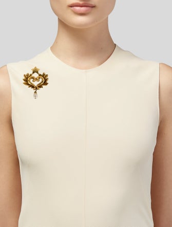 Christian Lacroix Faux Pearl Star Heart Brooch