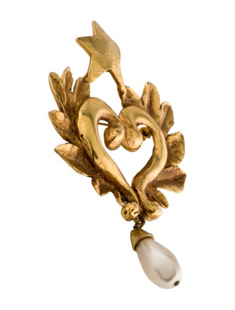 Christian Lacroix Faux Pearl Star Heart Brooch