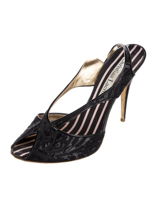 Christian Lacroix Leather Trim Embellishment Slingback Pumps
