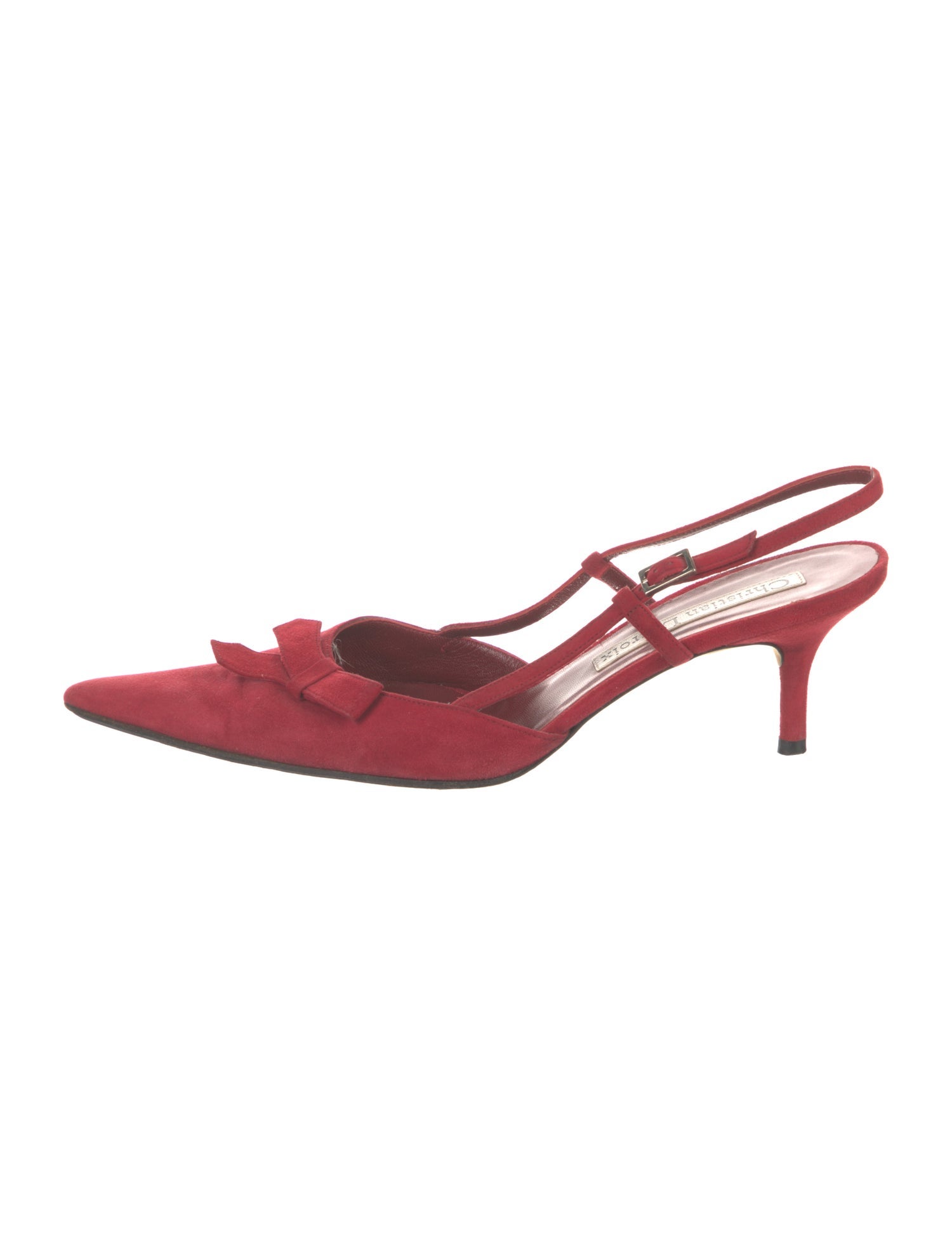 Christian Lacroix Suede Bow Accents Slingback Pumps