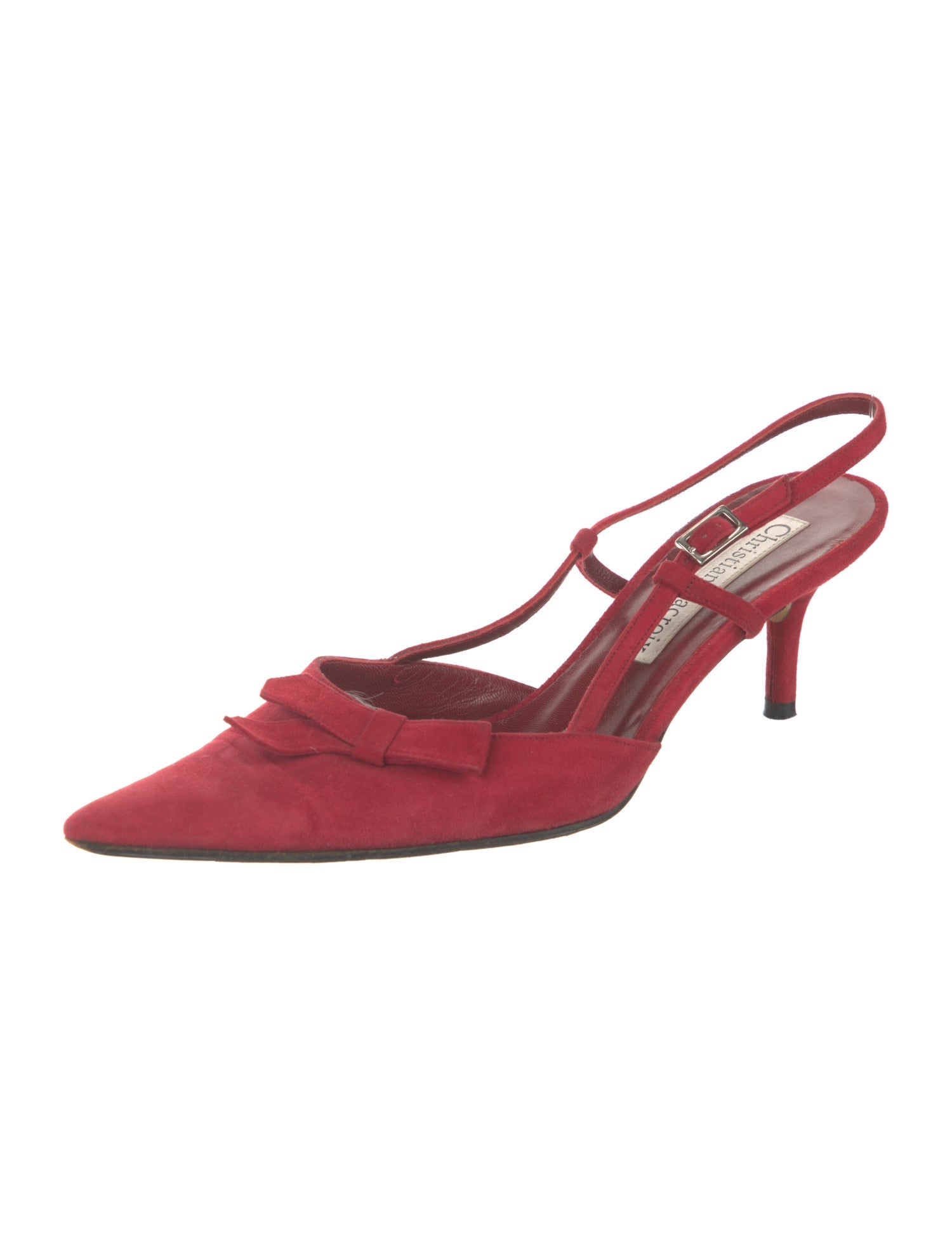 Christian Lacroix Suede Bow Accents Slingback Pumps