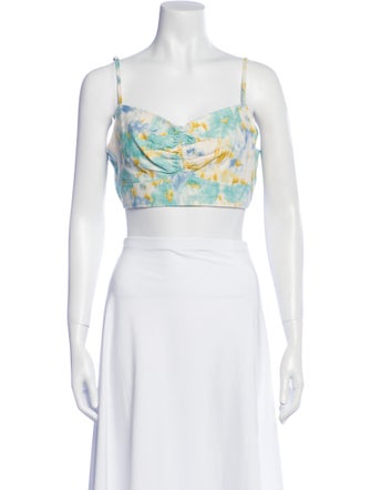 Christian Lacroix Printed Square Neckline Crop Top