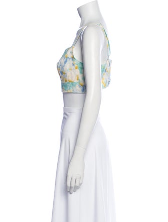 Christian Lacroix Printed Square Neckline Crop Top