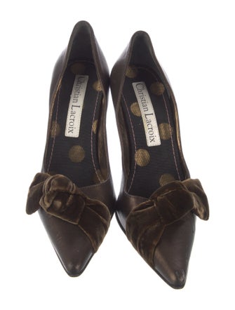 Christian Lacroix Leather Bow Accents Pumps