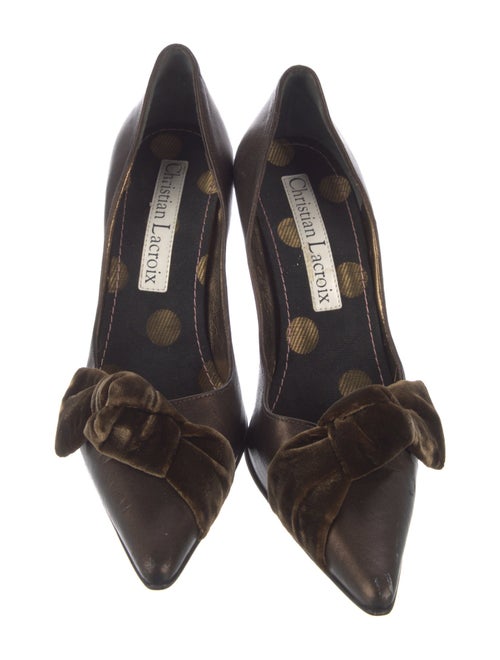 Christian Lacroix Leather Bow Accents Pumps
