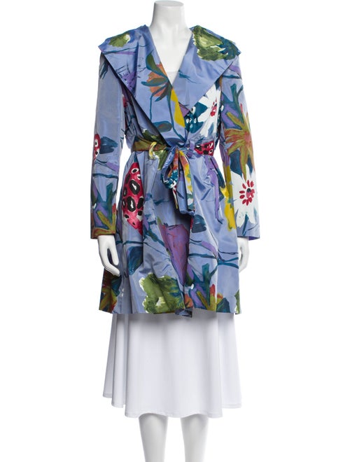 Christian Lacroix Silk Floral Print Trench Coat