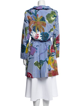 Christian Lacroix Silk Floral Print Trench Coat