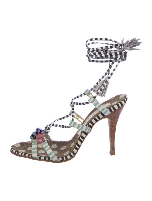 Christian Lacroix Printed Tassel Accents Gladiator Sandals