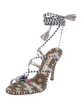 Christian Lacroix Printed Tassel Accents Gladiator Sandals