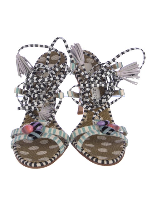Christian Lacroix Printed Tassel Accents Gladiator Sandals