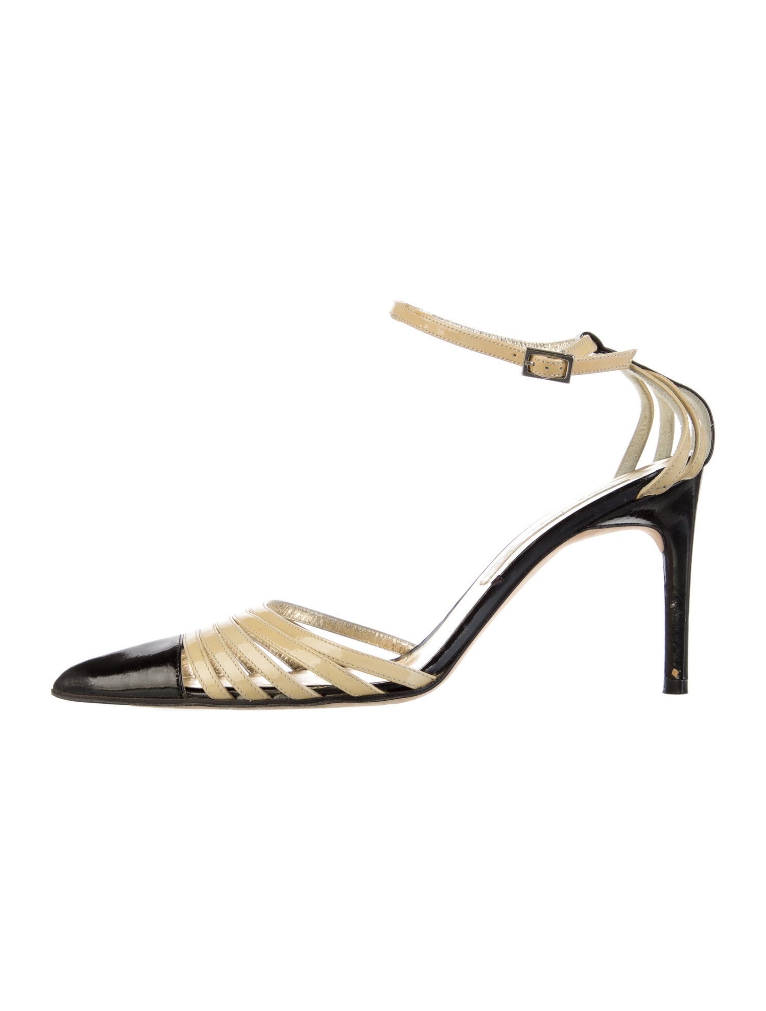 Christian Lacroix Patent Leather Colorblock Pattern D'Orsay Pumps