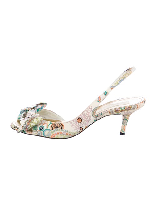 Christian Lacroix Canvas Floral Print Slingback Sandals