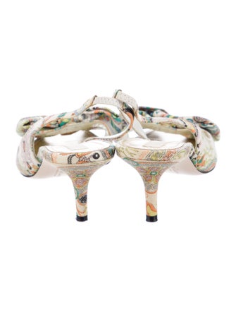 Christian Lacroix Canvas Floral Print Slingback Sandals