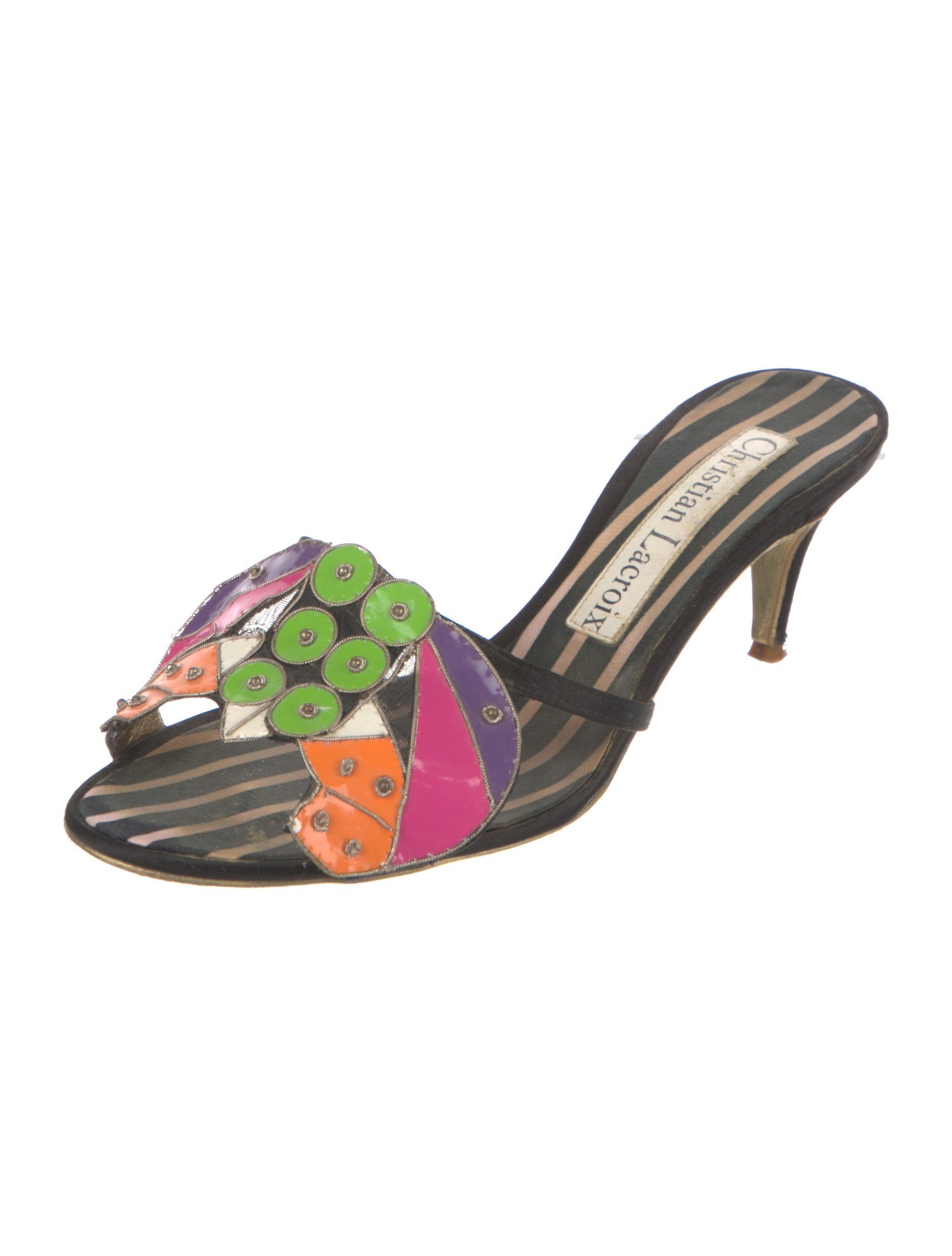 Christian Lacroix Printed Beaded Accents Slides