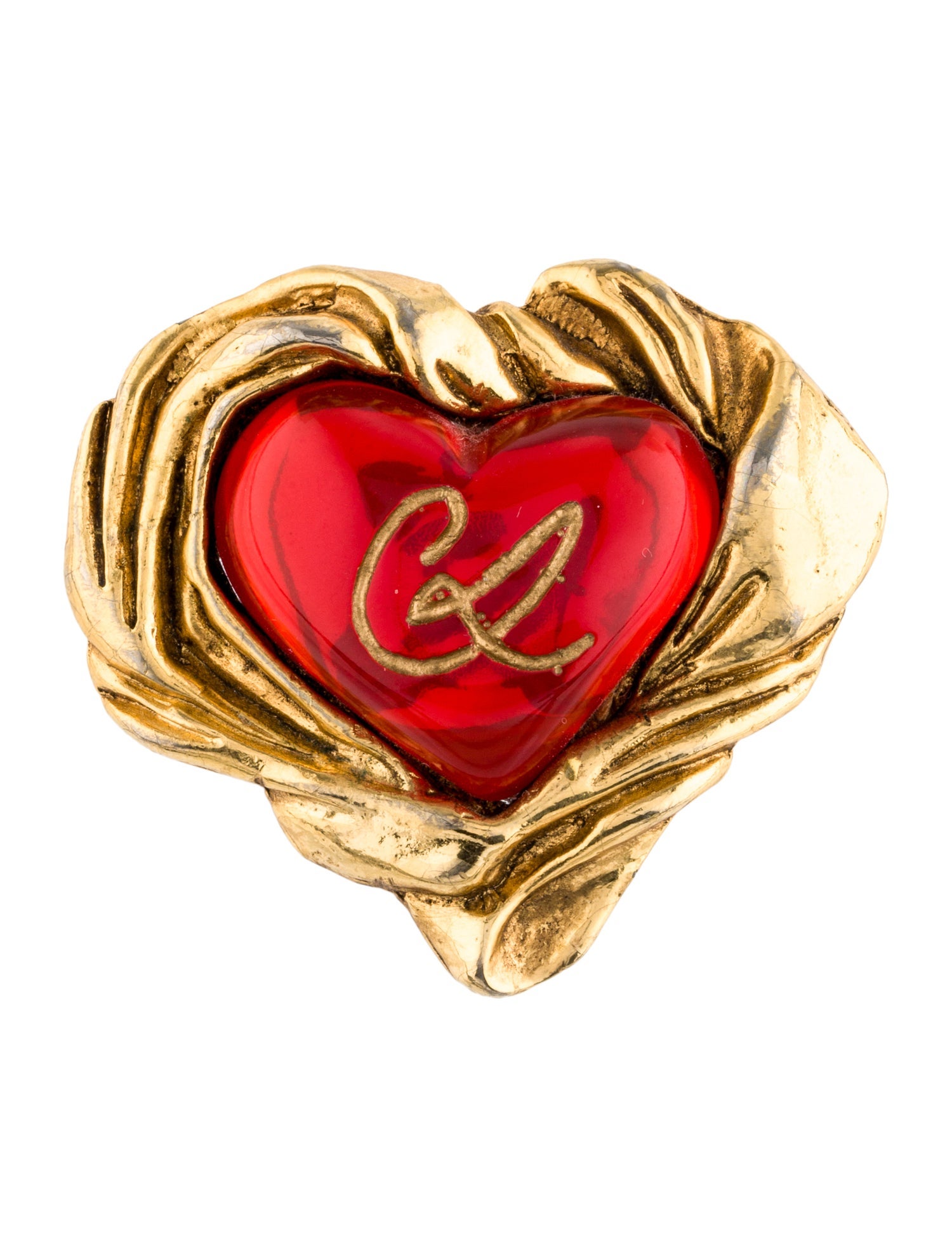 Christian Lacroix Resin Logo Heart Brooch