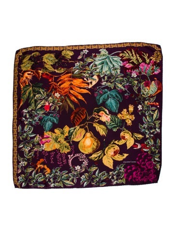 Pre-owned Christian Lacroix Silk Printed Scarf In Purple