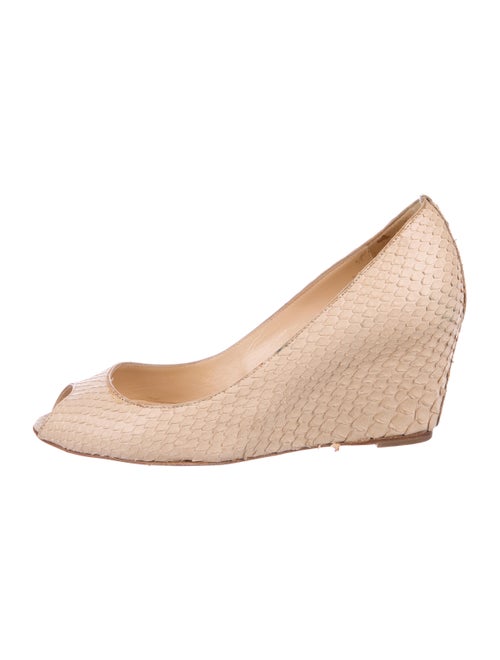 Christian Louboutin Python Peep-Toe Wedge Pumps