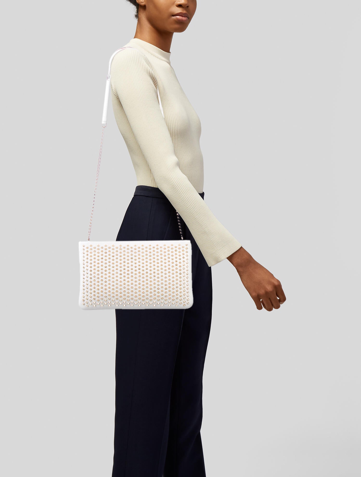 Christian Louboutin StudEmbellished Crossbody White Crossbody Bags