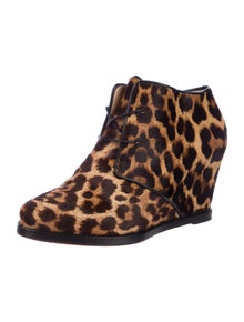 Christian Louboutin Ponyhair Animal Print Lace-Up Boots