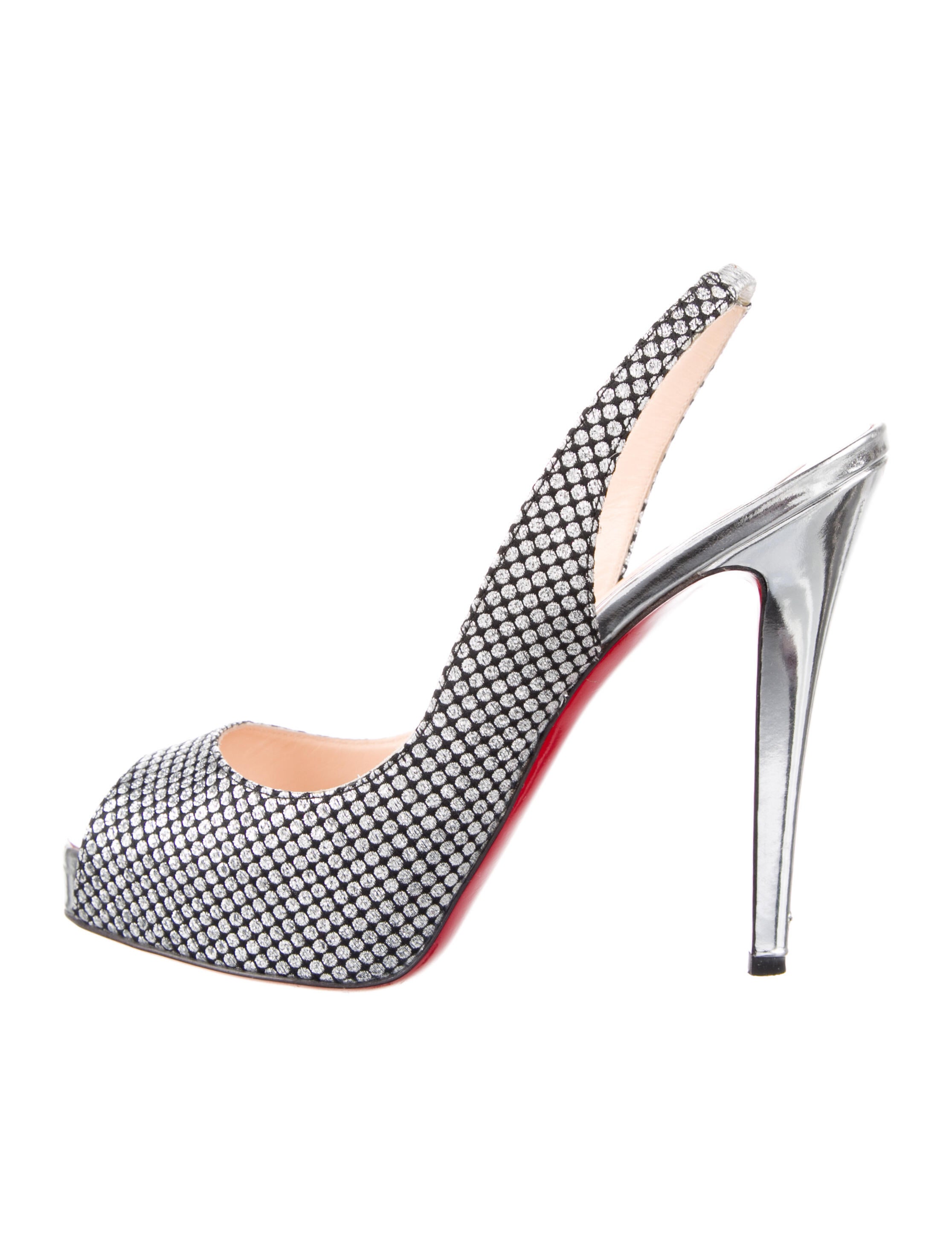 Christian Louboutin N Prive 100 Slingback Pumps Silver - Gem