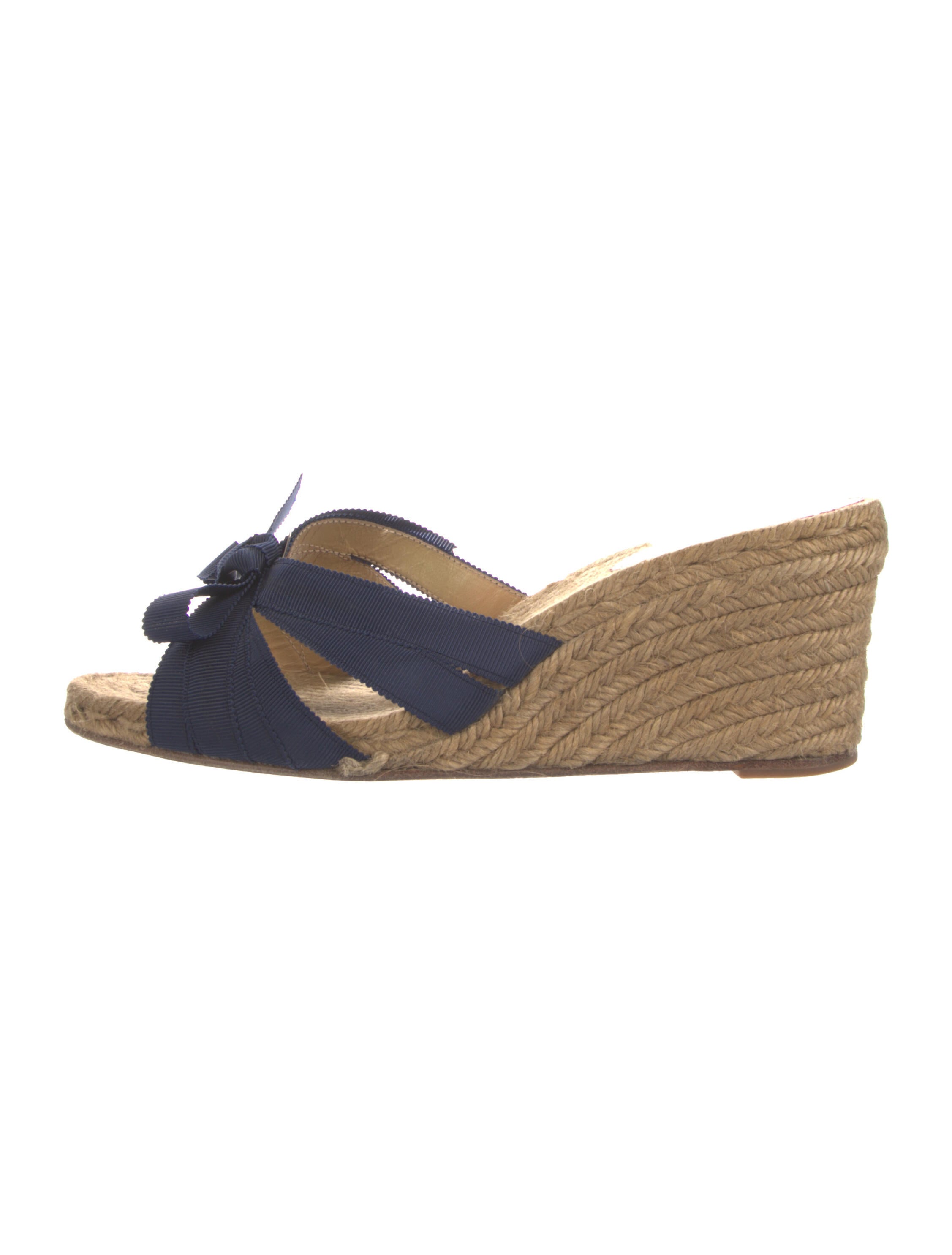 Christian Louboutin Tiburón 70 35 Christian Louboutin Tiburon Sandals Wedge Espadrilles Ribbon