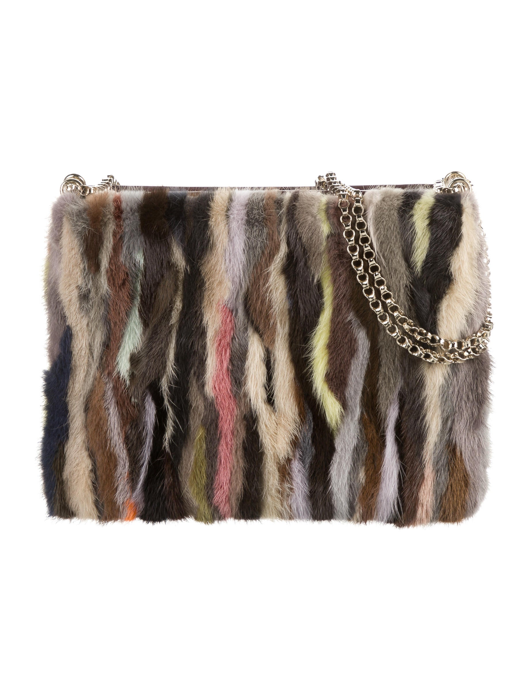 Christian Louboutin Triloubi FurTrimmed Shoulder Bag Burgundy Shoulder Bags, Handbags