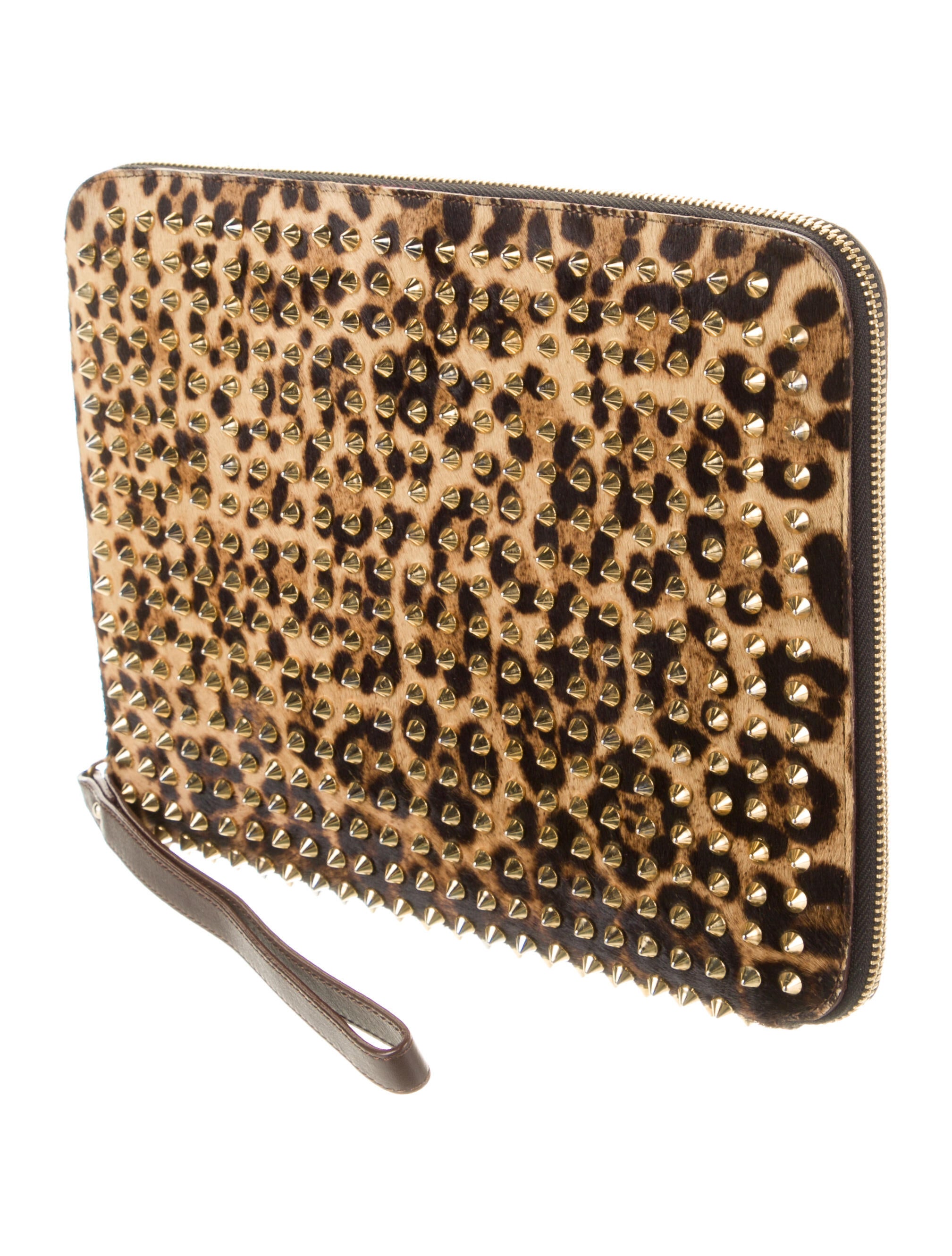 Christian Louboutin Studded Pony Hair Clutch Bag Neutrals Clutches