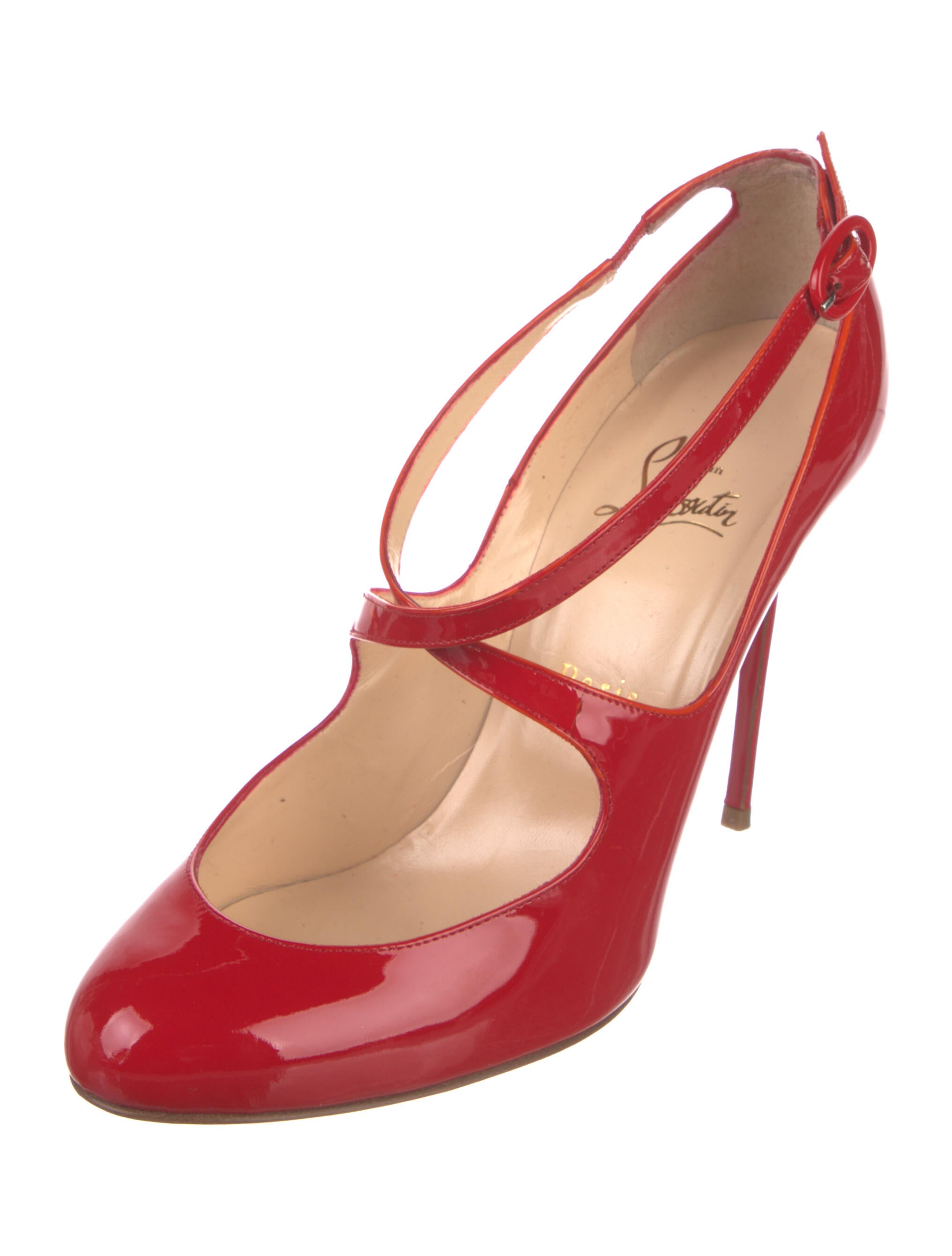 Christian Louboutin Leather PeepToe Pumps Red Pumps, Shoes