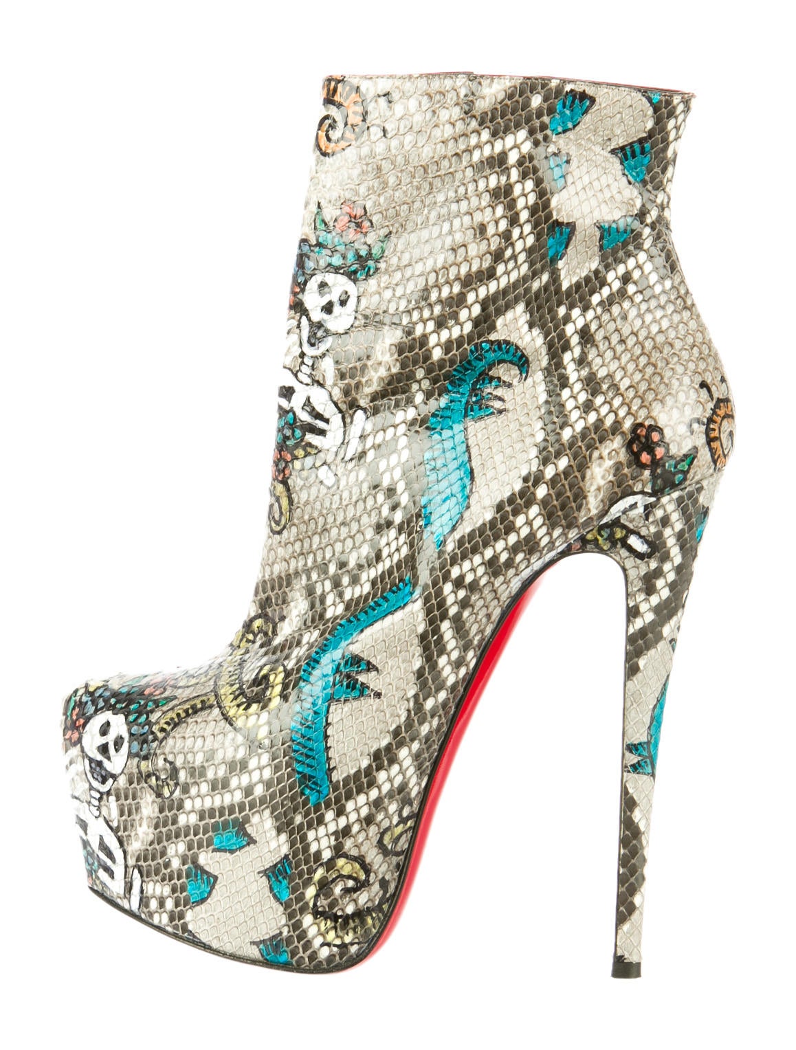 Christian Louboutin Python Skull Mexico Daf Booties