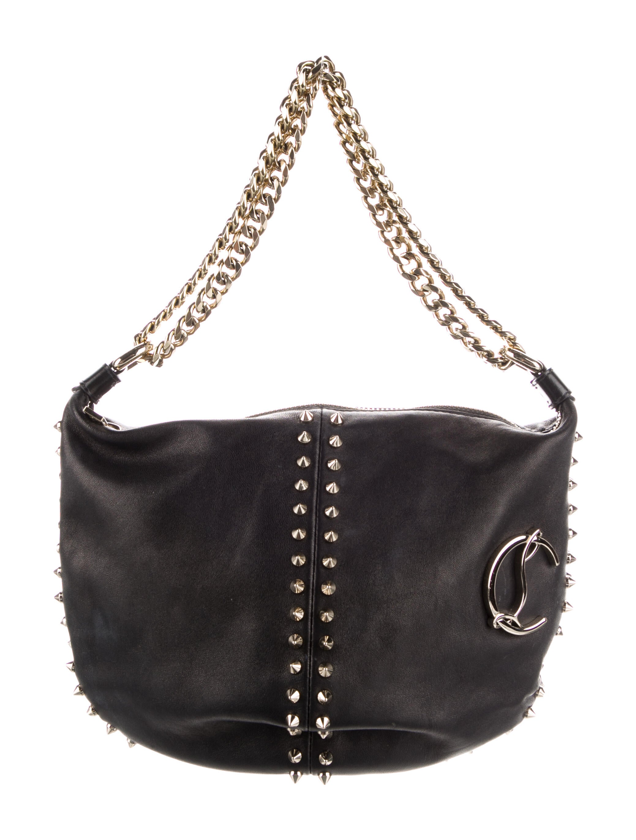 Christian Louboutin Chain Linked Leather Handle Bag Black Handle Bags, Handbags CHT307895