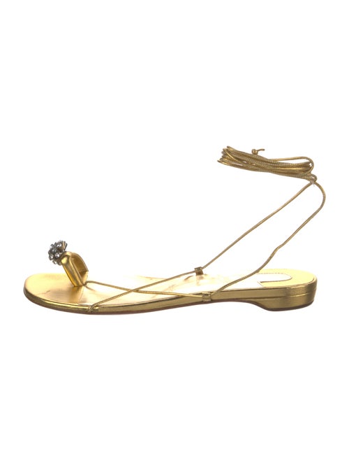 Christian Louboutin Leather Crystal Embellishments Slingback Sandals