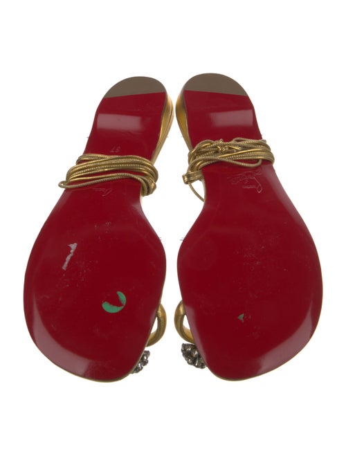 Christian Louboutin Leather Crystal Embellishments Slingback Sandals