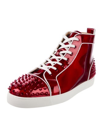 Christian Louboutin Spike Accents Patent Leather Sneakers
