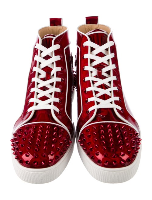 Christian Louboutin Spike Accents Patent Leather Sneakers