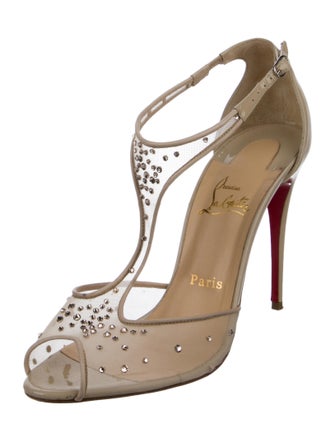 Christian Louboutin Crystal Embellishments T-Strap Pumps