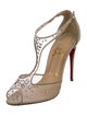 Christian Louboutin Crystal Embellishments T-Strap Pumps