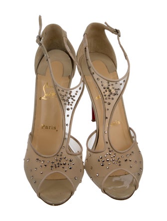 Christian Louboutin Crystal Embellishments T-Strap Pumps