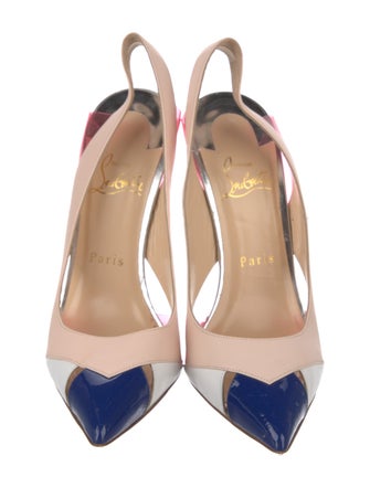 Christian Louboutin Leather Colorblock Pattern Slingback Pumps