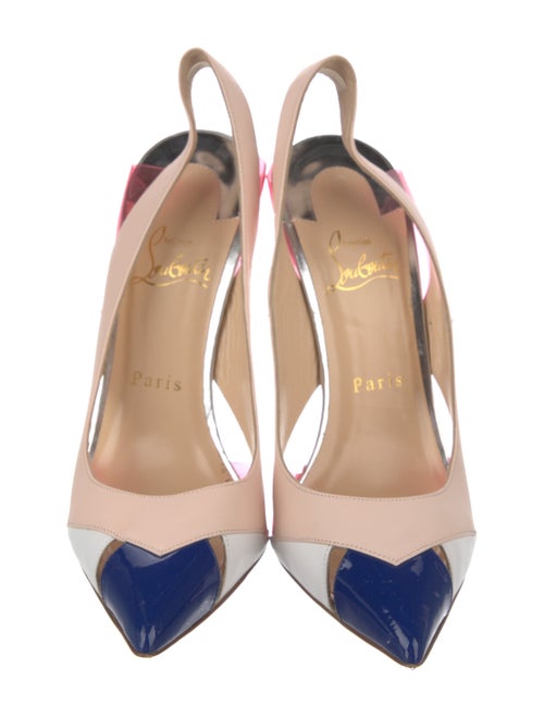 Christian Louboutin Leather Colorblock Pattern Slingback Pumps