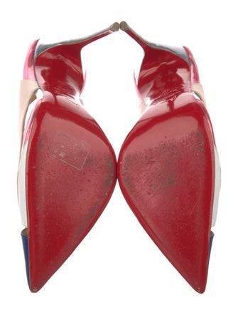 Christian Louboutin Leather Colorblock Pattern Slingback Pumps