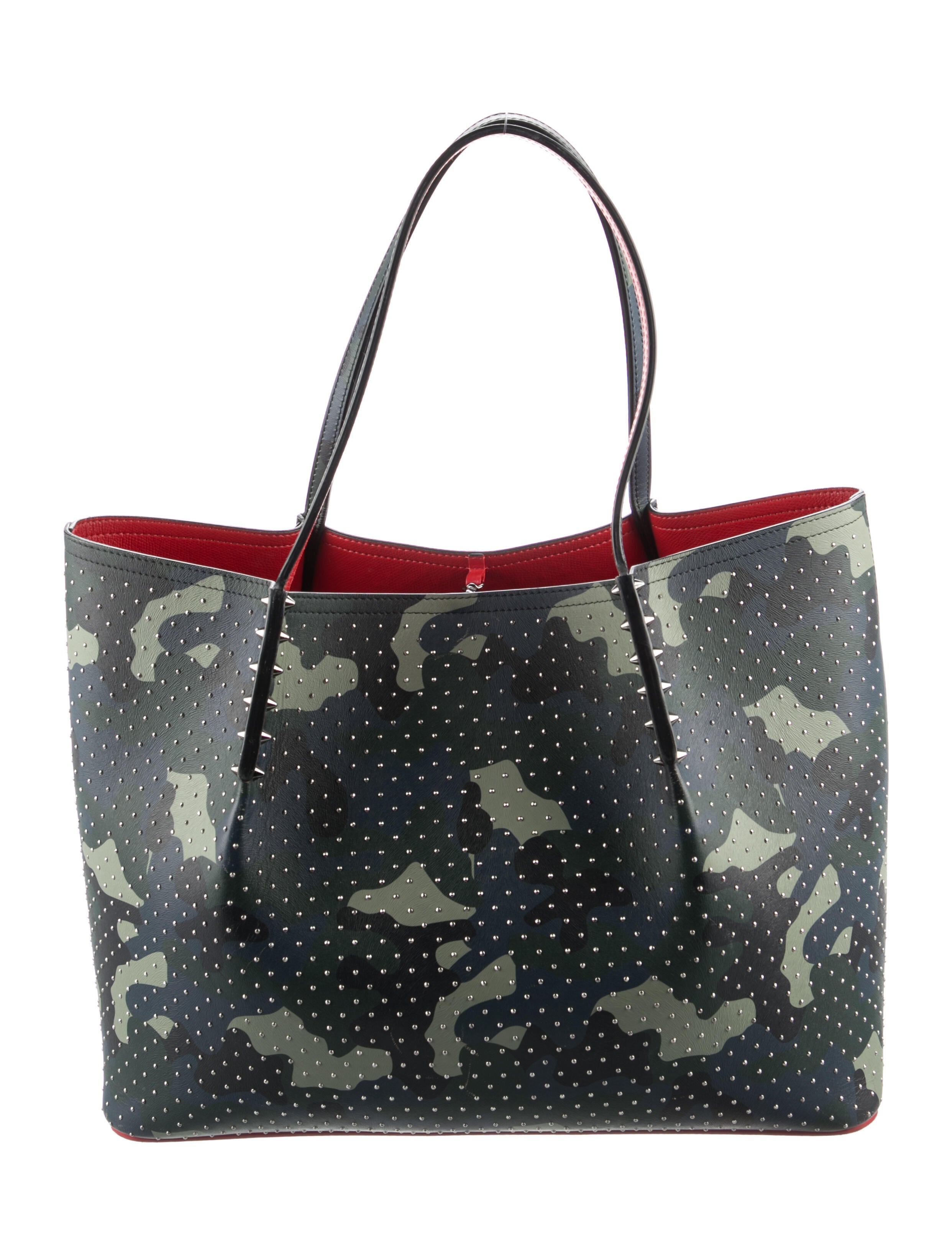 Christian Louboutin Leather Cabata Camo Studded Tote - Green