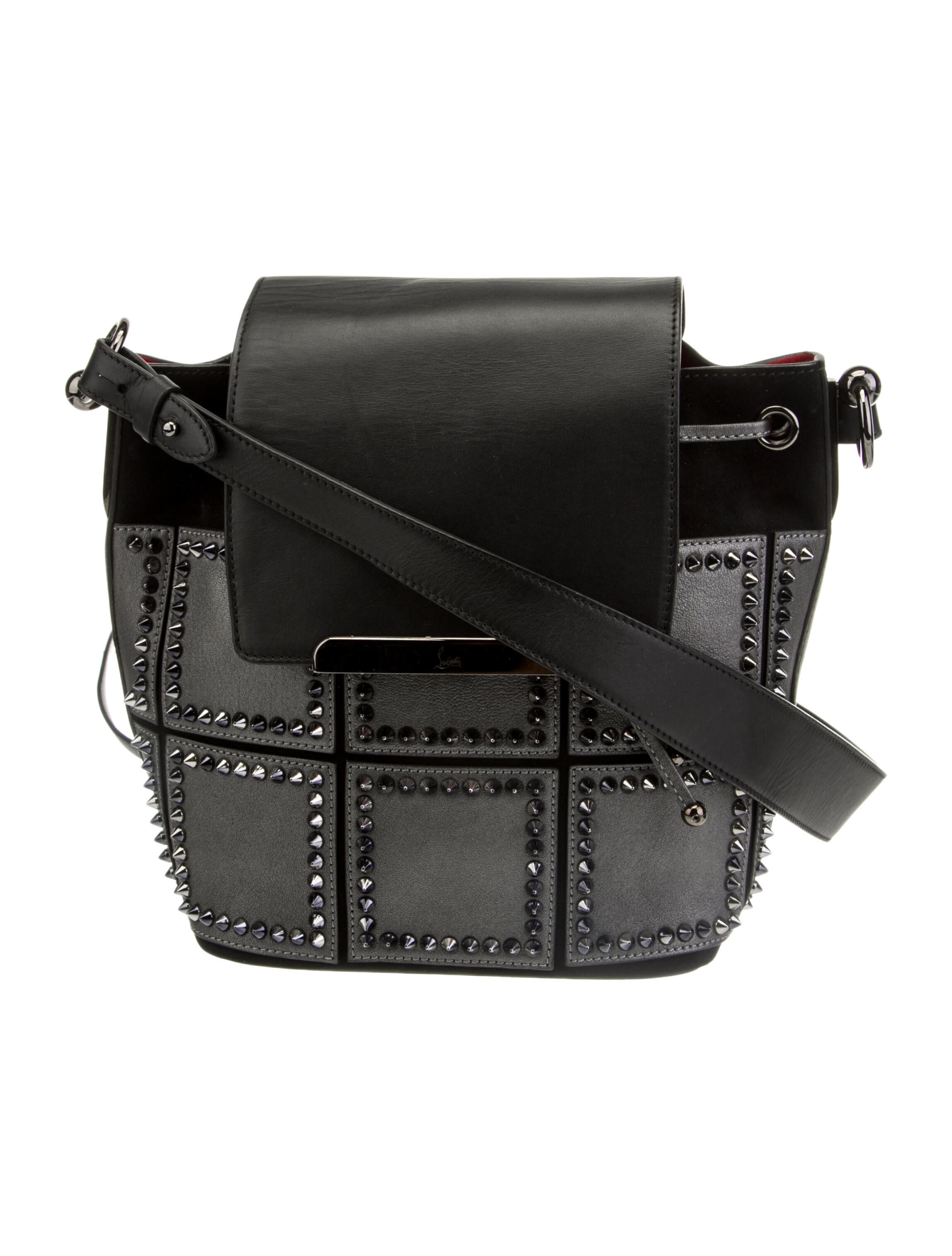 Christian Louboutin Studded Leather-Trimmed Suede Backpack - Black