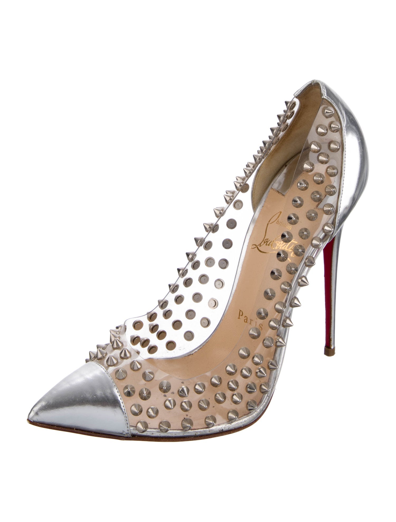 Christian Louboutin PVC Studded Accents Pumps Silver Pumps, Shoes