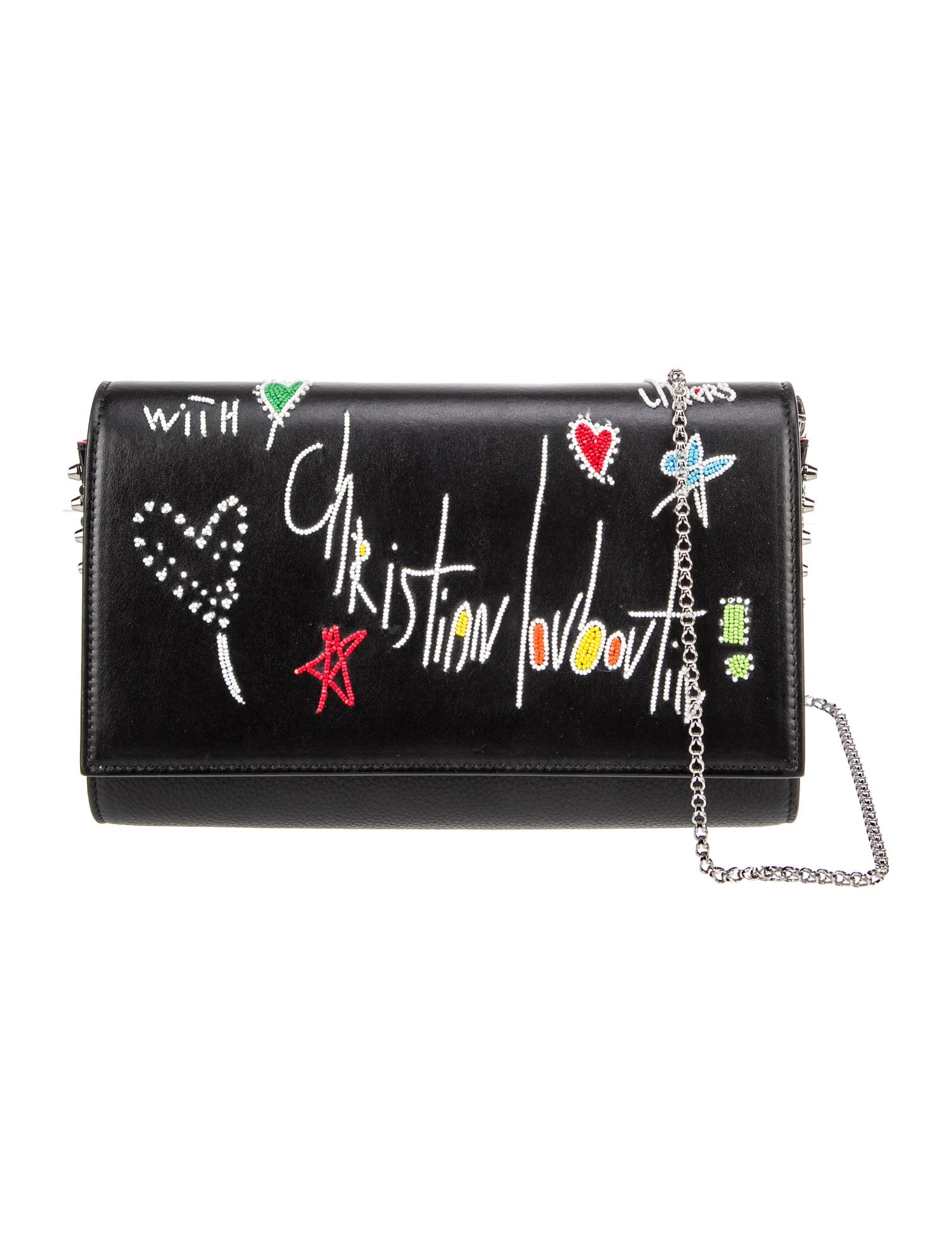 Christian Louboutin Beaded Leather Paloma Crossbody Bag Black