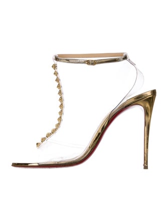 Christian Louboutin PVC Studded Accents T-Strap Sandals